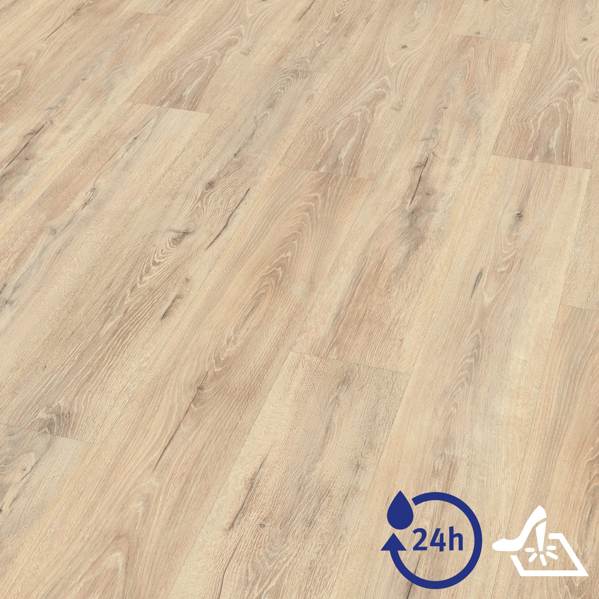 EGGER Vinylboden Aquadura EDF203 Panora Eiche beige (7,5mm; 1,995qm), Wasserbeständig, Holzbasierter elastischer Bodenbelag mit HDF Trägerplatte