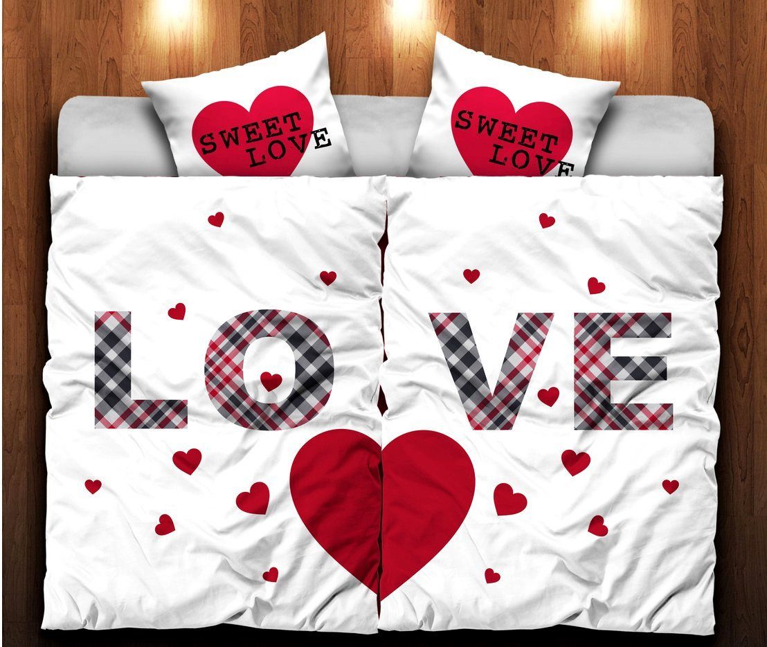 Visaggio Bettwäsche Partnerbettwäsche Mikrofaser 135x200 cm 4 teilig, Micro günstig online kaufen