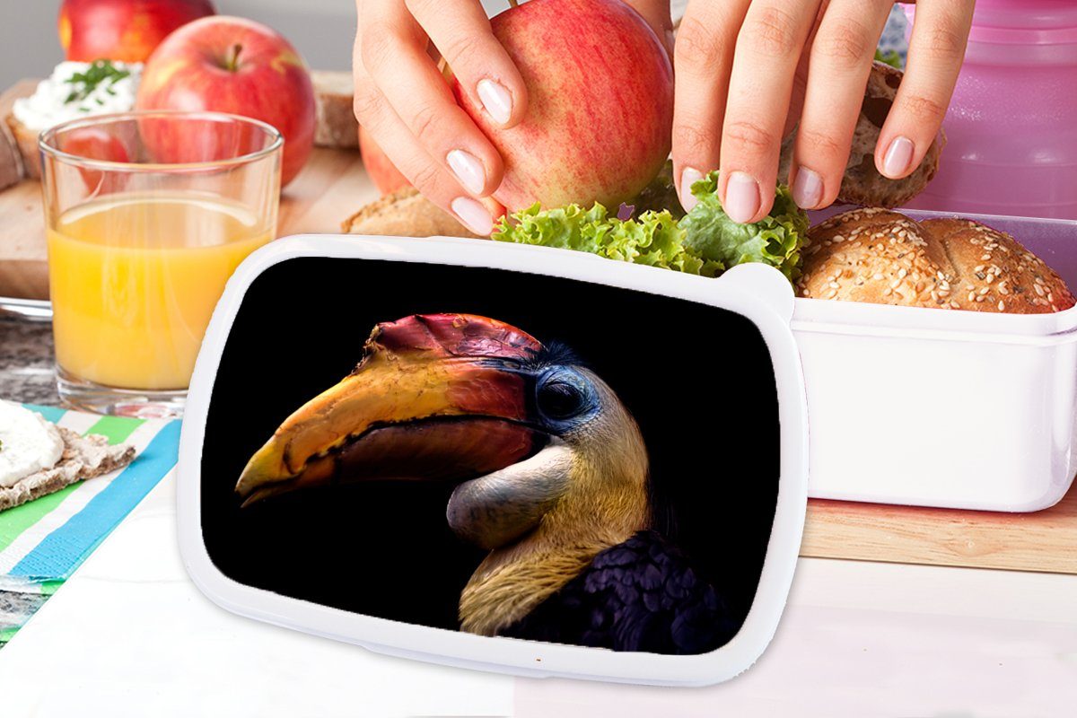 - Brotbox Lunchbox Schwarz, Schnabel Jungs für - Mädchen Vogel (2-tlg), und weiß Erwachsene, Kunststoff, MuchoWow Kinder und Brotdose, für