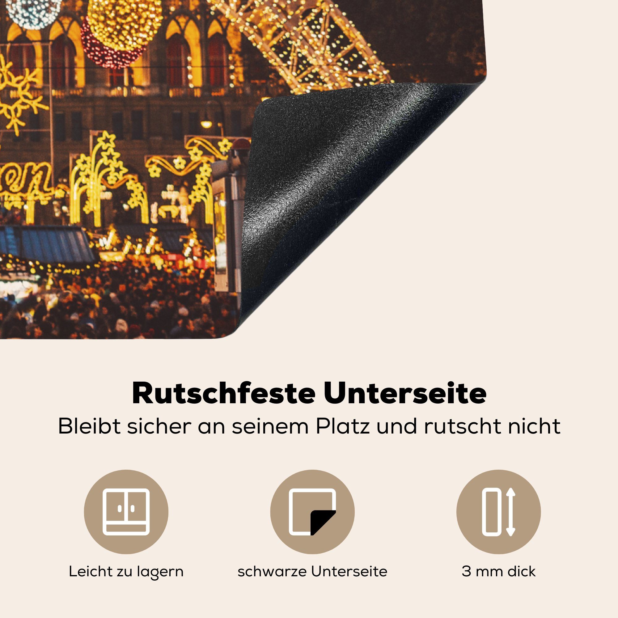 MuchoWow Herdblende-/Abdeckplatte (1 Arbeitsplatte - tlg), Wien küche 78x78 - Vinyl, cm, für Österreich, Ceranfeldabdeckung, Weihnachten