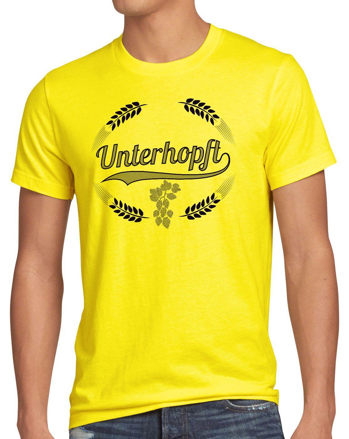 style3 Print-Shirt Bier Hopfen Shirt Fun Kult Funshirt Herren Fest gelb Malz Spruch Unterhopft T-Shirt