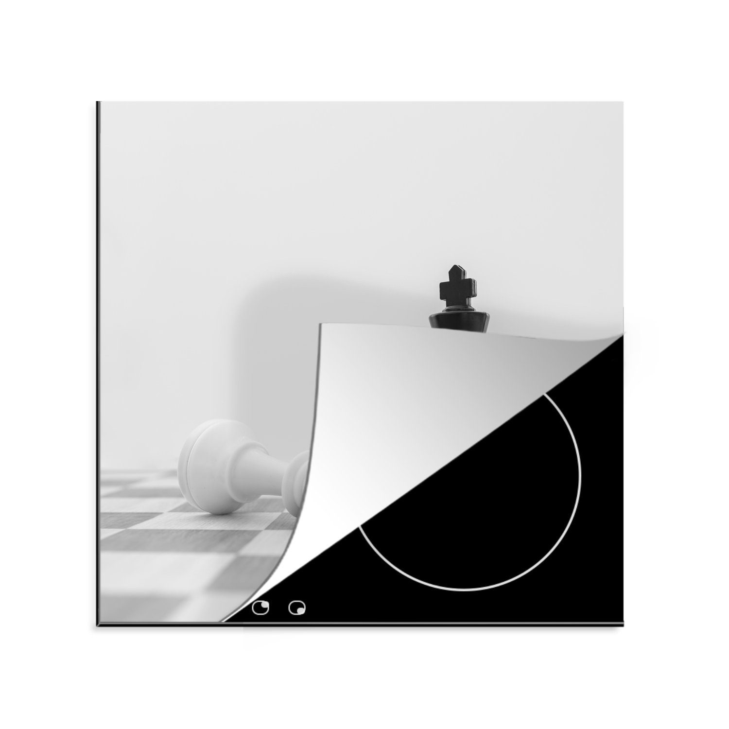 MuchoWow Herdblende-/Abdeckplatte Der weiße und der schwarze König im Schach, Vinyl, (1 tlg), 78x78 cm, Ceranfeldabdeckung, Arbeitsplatte für küche