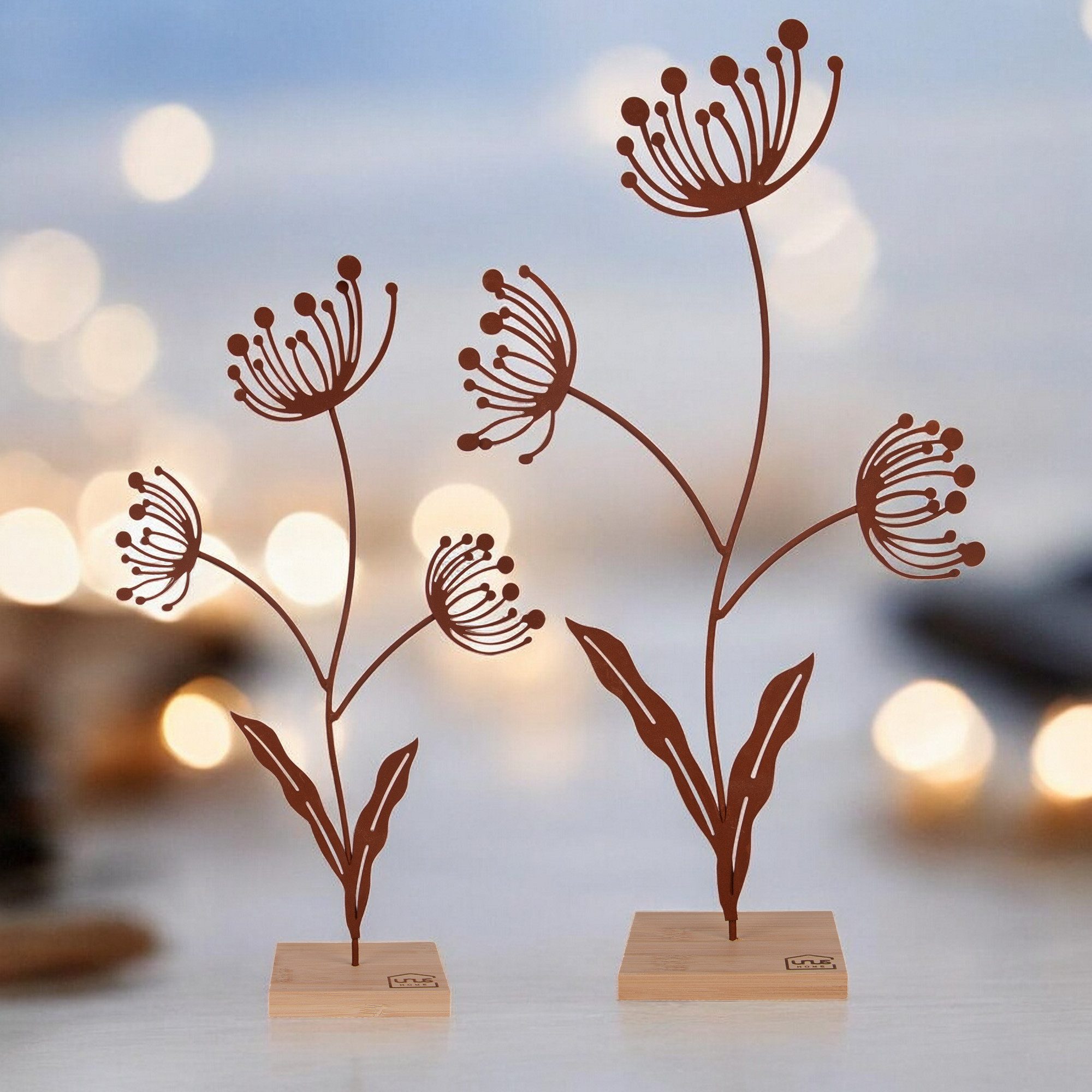 UNUS HOME Dekofigur Aufsteller Deko-Blume (2er Set, Rost), Blumen-Silhouett günstig online kaufen