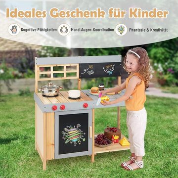 KOMFOTTEU Spielküche Kinderküche, mit Kochfeld & Arbeitsplatte