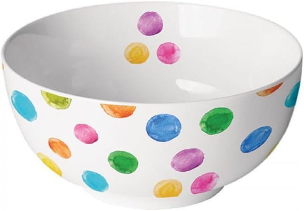 Ambiente Luxury Paper Products Becher Vogel, Garten, Rotkehlchen, Spatzen, Meisen, Schmetterling, Blumen, 1-tlg., Porzellan : Müslischale . Salat Schale, Suppenschale -Tupfen Geburtstag Party - Polka Dots Kollektion, Tee/Kaffee Tasse / Schüssel / Ideal Als Geschenk