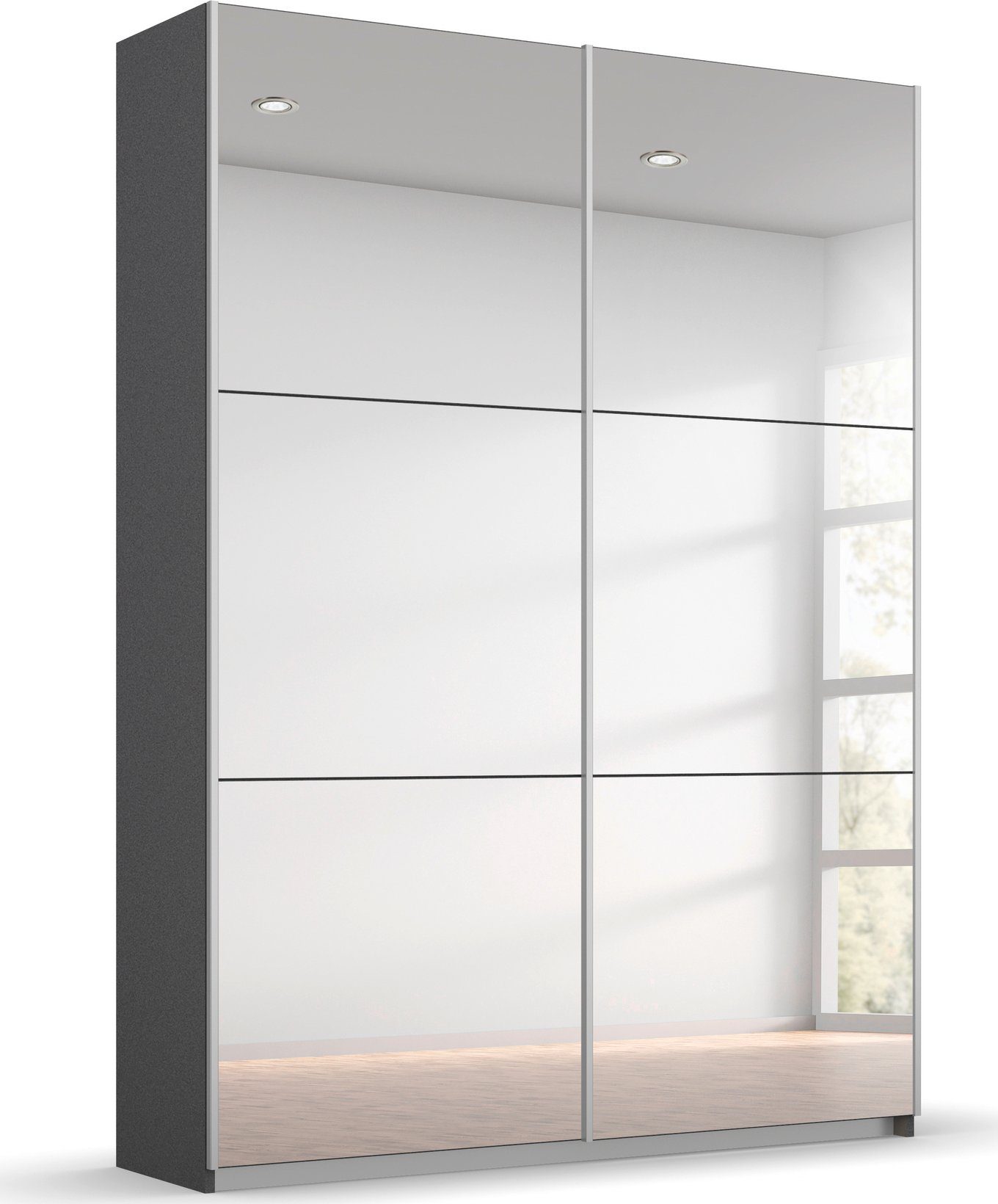 rauch Schwebetürenschrank Kleiderschrank Schrank Garderobe REFLECT inkl. praktischer Innenausstattung mit 2 Stoffboxen MADE IN GERMANY