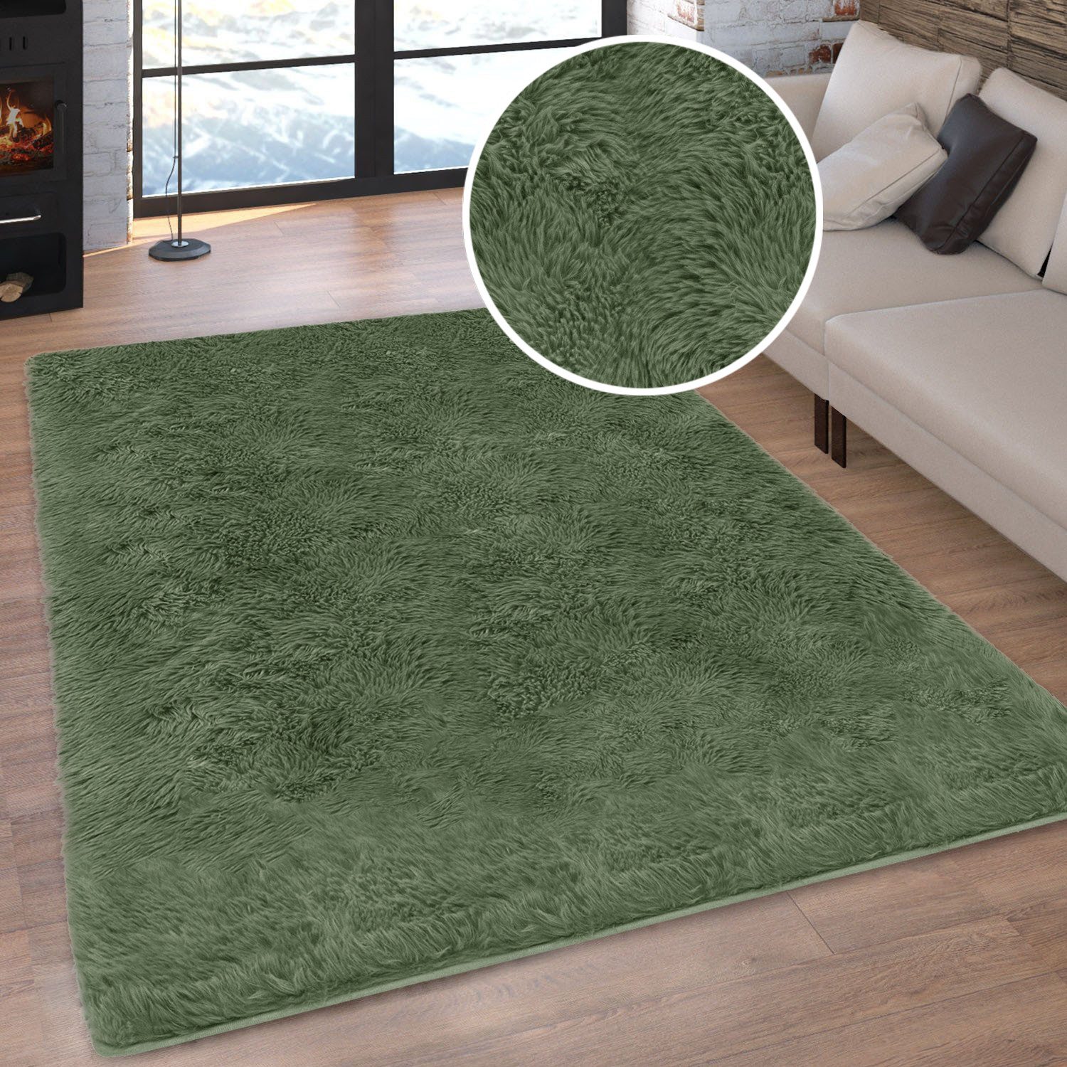 OTTO home Hochflor-Teppich Silky, besonders weich und kuschelig, sehr dichte Qualität, rechteckig, Höhe: 33 mm, rutschhemmend beschichtet, waschbar, uni, Wohnzimmer, Schlafzimmer
