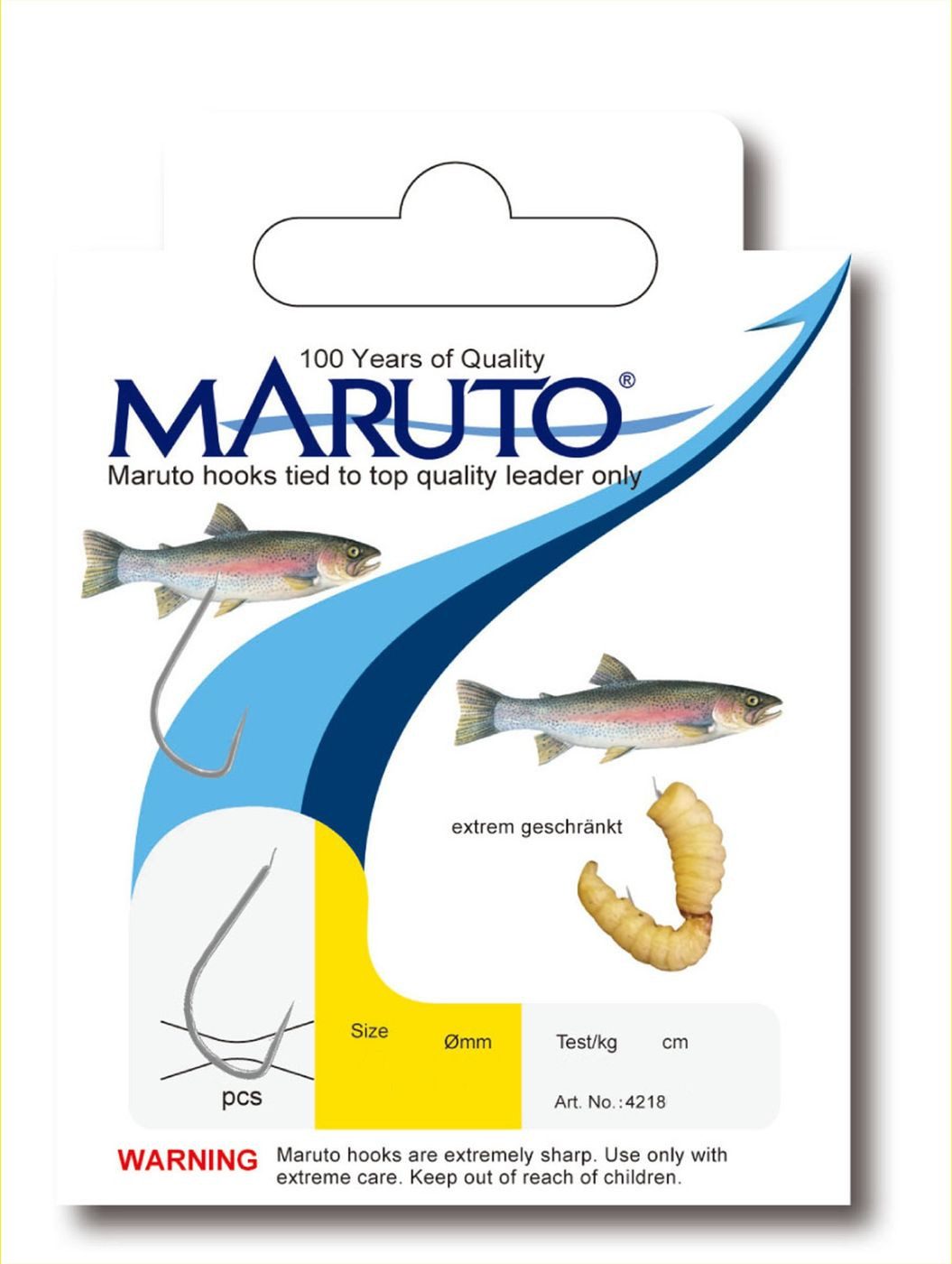 Forellenhaken Maruto Bienenmadenhaken gebunden 75cm 0,18mm - 7 Forellenhaken