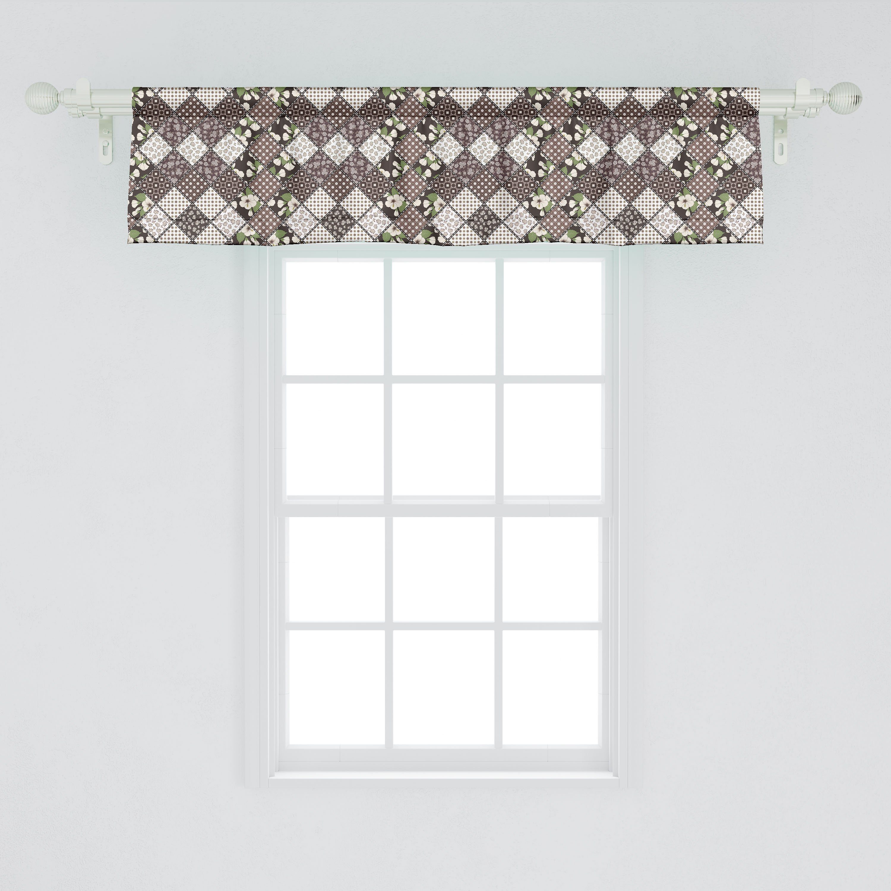 Blumen-Braut Microfaser, Vintage Küche Dekor Schlafzimmer Volant Vorhang Stangentasche, mit Blumen Abakuhaus, für Scheibengardine