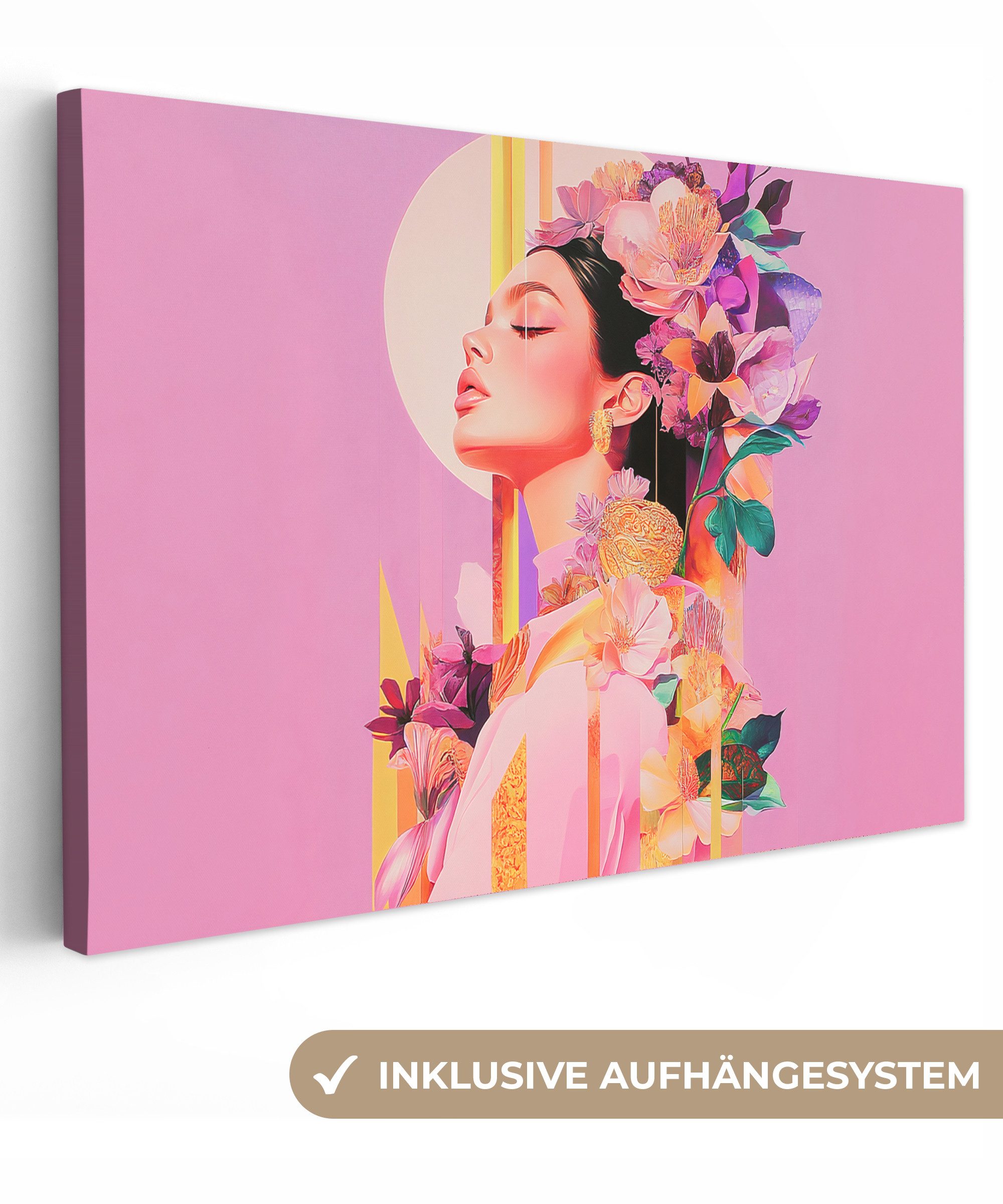 OneMillionCanvasses® Leinwandbild Frau - Blumen - günstig online kaufen