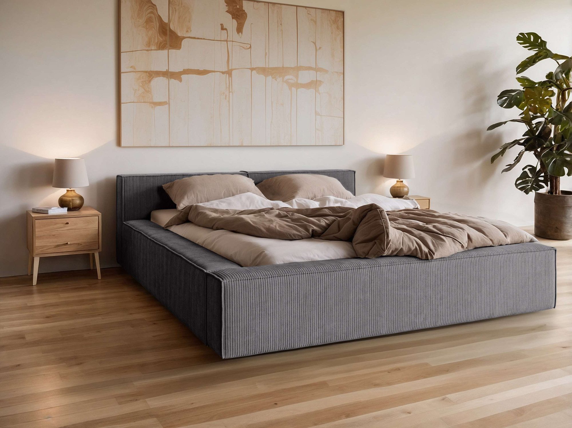 Home affaire Polsterbett LAUREDA Bettgestell mit Lattenrost, in 4 Breiten- 140, 160, 180, 200cm, mit Kopfteil und Bettkasten, ohne Matratze