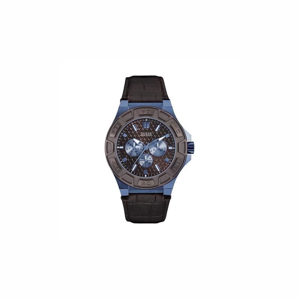 Quarzuhr Guess Armbanduhr Herren Leder Uhr W0674G5 45 mm Quarzuhr Armbanduhr Uh