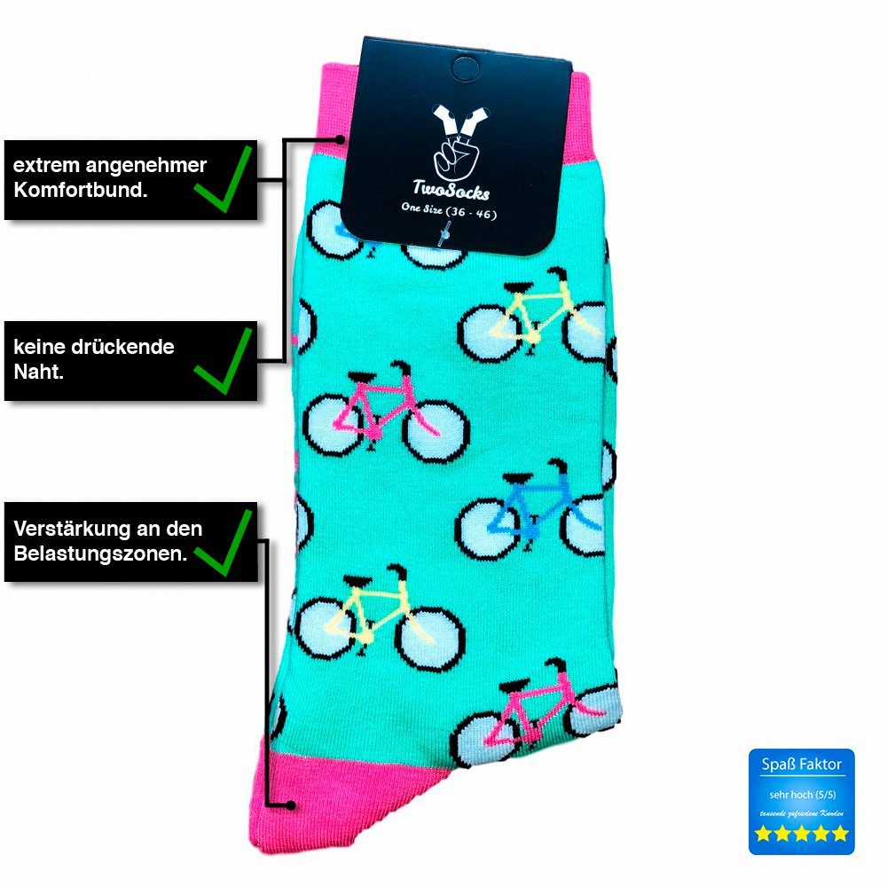 TwoSocks Freizeitsocken Fahrrad Socken lustige Socken Bike Herren & Damen, Einheitsgröße