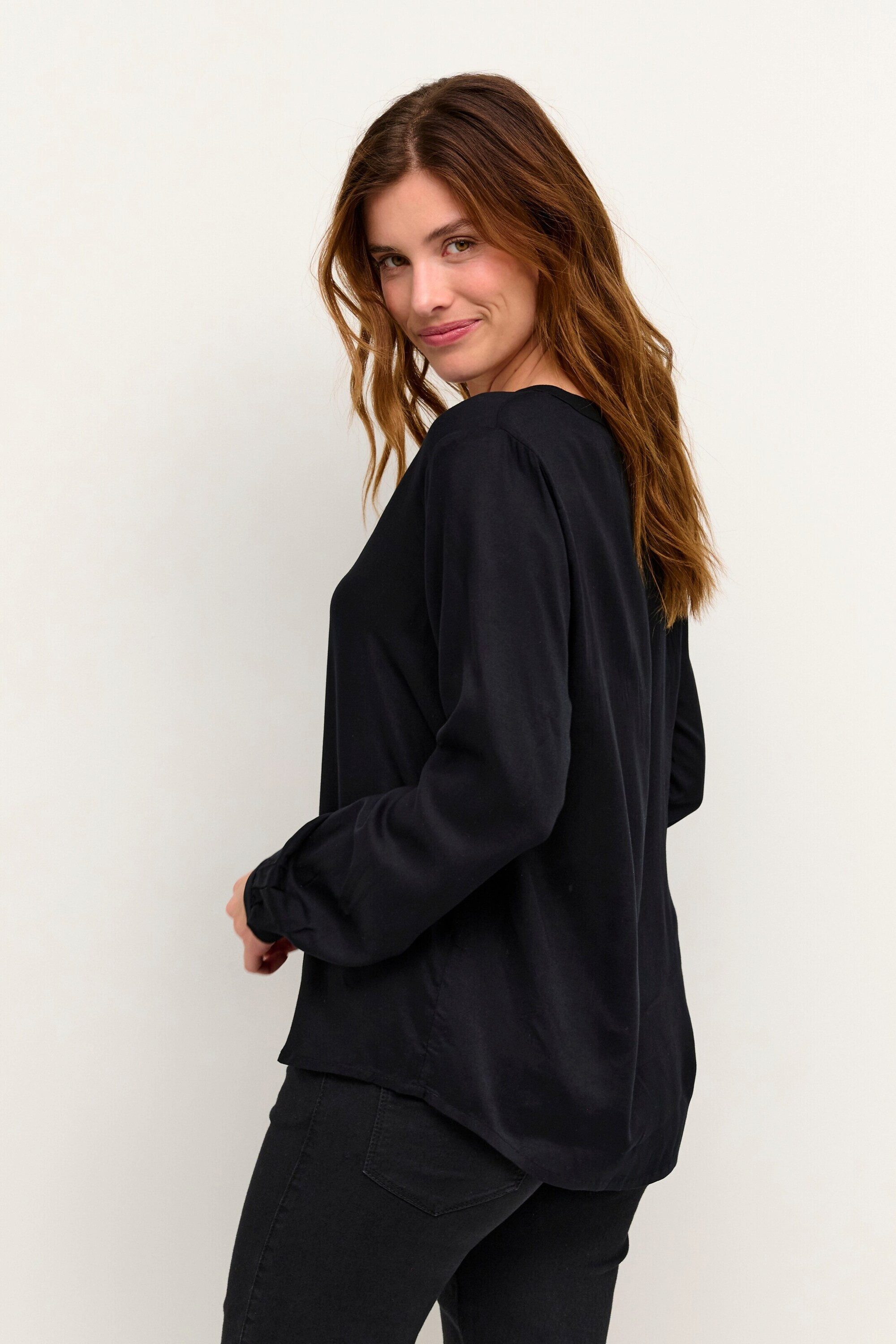 KAFFE Langarmbluse Сalinda (1-tlg) Drapiert/gerafft günstig online kaufen