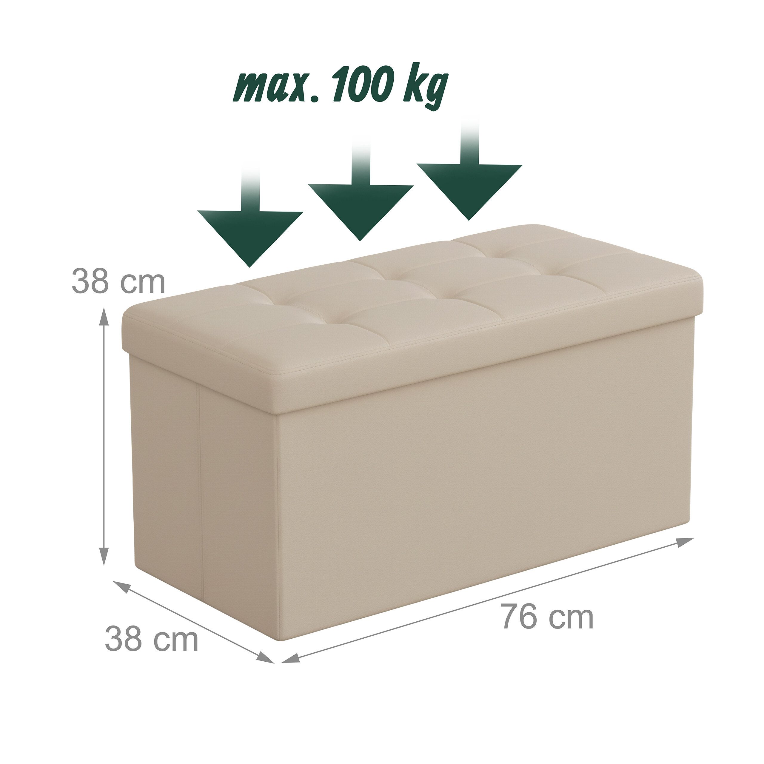 relaxdays Sitzbank Faltbare Sitzbank Kunstleder (1-St), Beige – Bild 4 von 5
