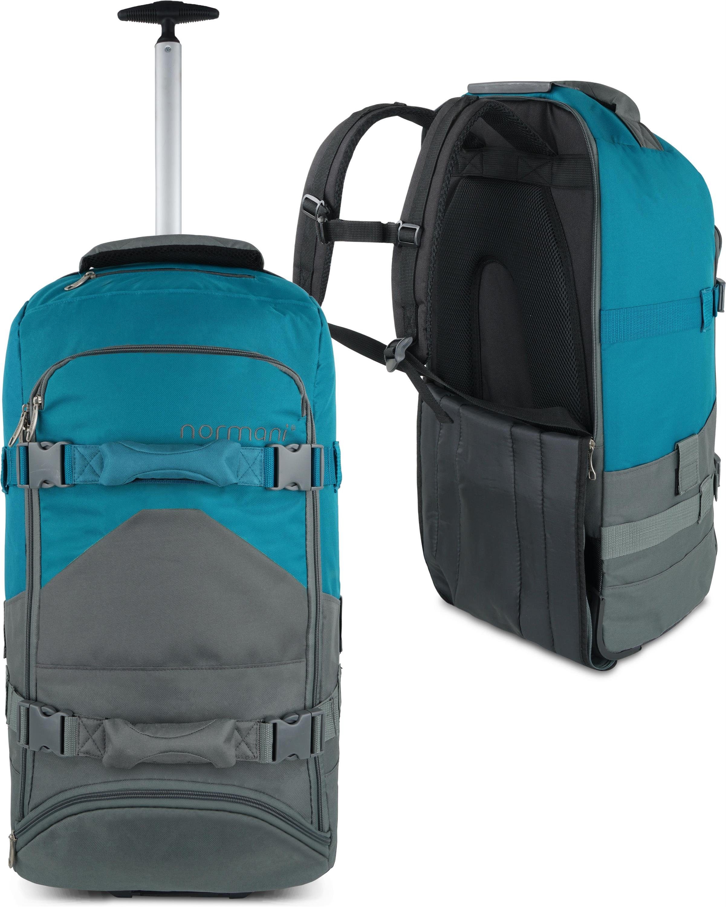 normani Reisetasche Reisetasche mit Rollen und Rucksackfunktion, Reise-Trolley mit 5 Fächern und 90L