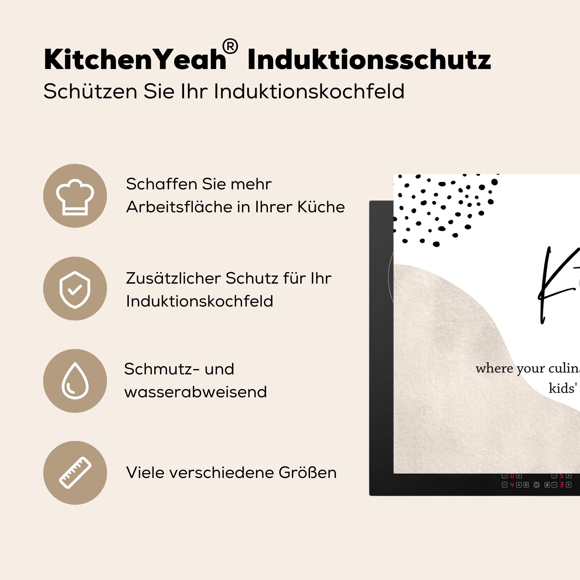 Vinyl, die Schutz für (1 Definition - Induktionskochfeld - Zitate Wörterbuch, - Sprichwörter 81x52 - cm, Ceranfeldabdeckung Küche MuchoWow Küche tlg), küche, Herdblende-/Abdeckplatte