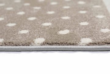 Kinderteppich Kinderzimmer Teppich Spielteppich Herz Stern Punkte Design braun beige grau, Teppich-Traum, Rund, Höhe: 13 mm