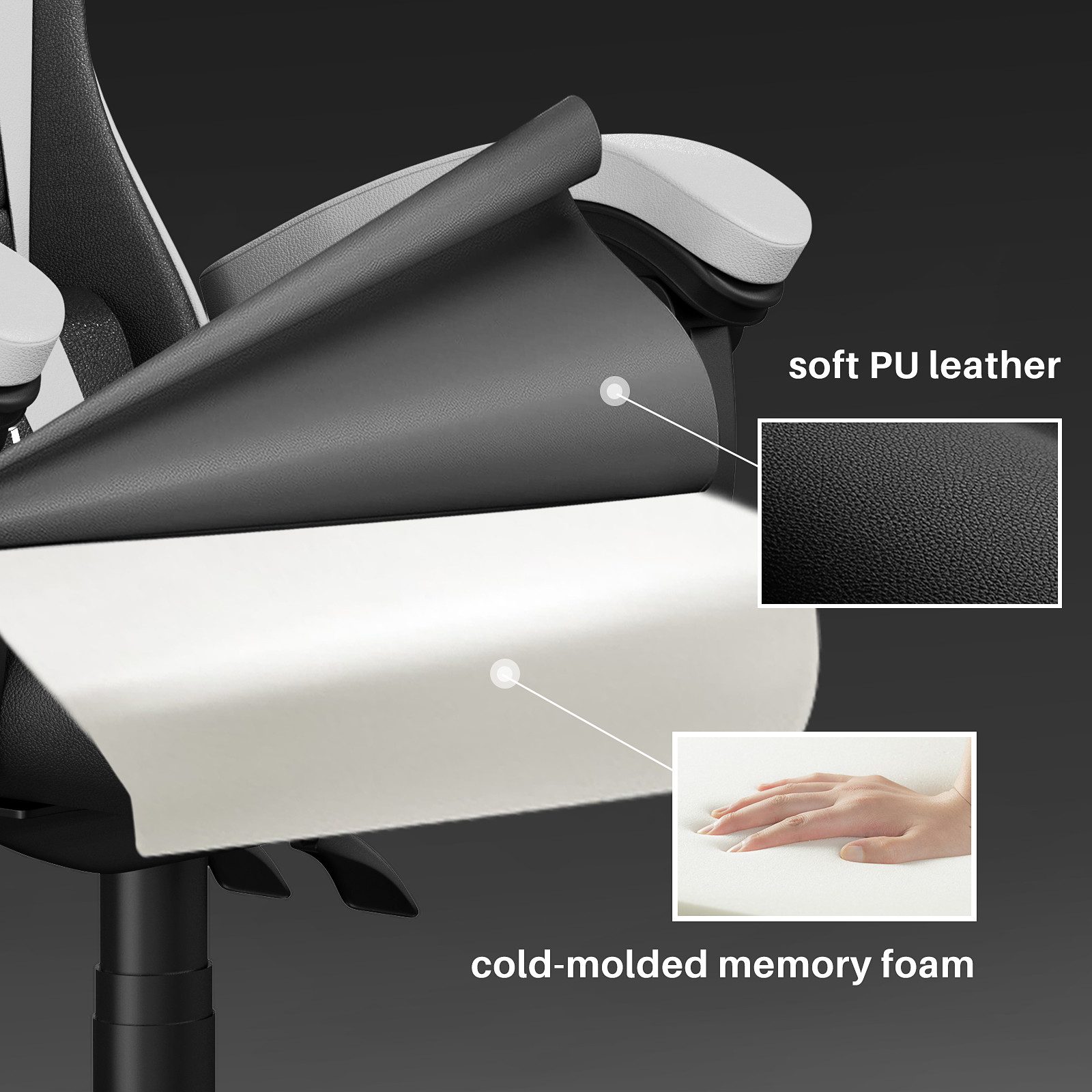 Gywowken Gaming-Stuhl Gaming Stuhl Ergonomisch - Gamer Stühle mit Lendenkissen, Gaming Chair Höhenverstellbar - 90-135° Rückenlehne
