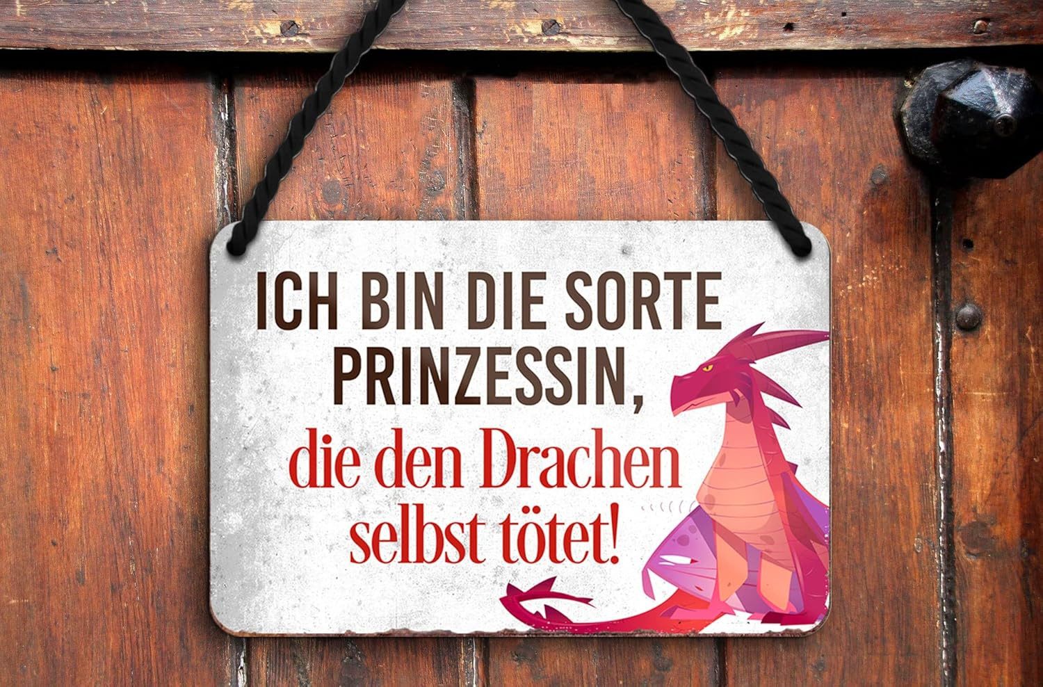 schilderkreis24 Metallschild Blechschild Ich bin die Sorte Prinzessin, die Drachen tötet 18x12cm