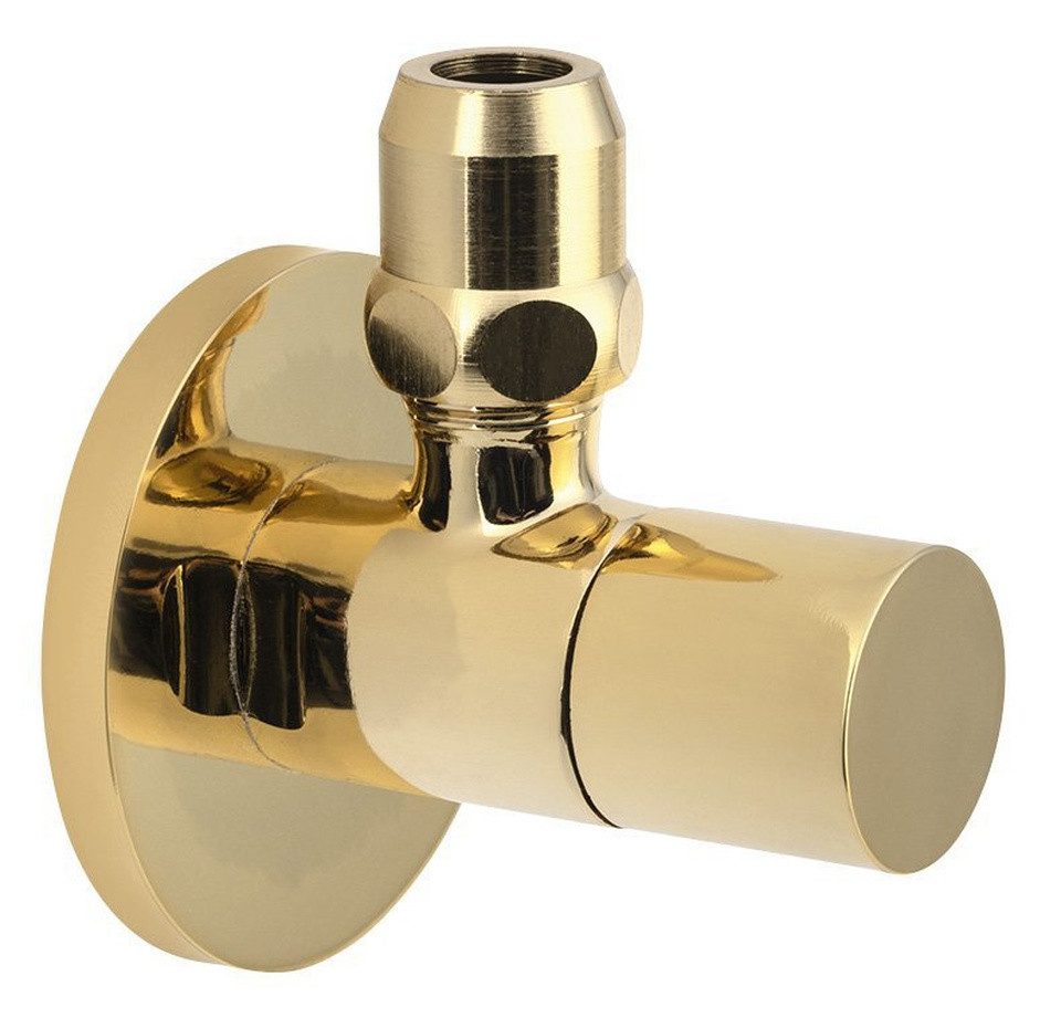 Umsteller Eckventil mit Nuss, Rund, 1/2"x 3/8", Gold