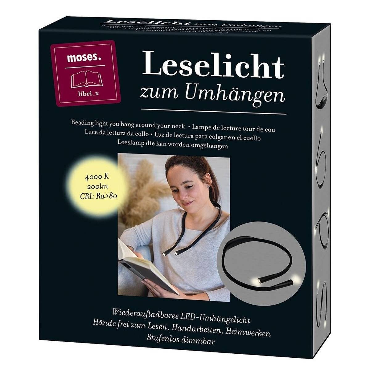 Moses. Verlag Leselicht libri_x Leselicht Leselampe USB-Licht zum Umhängen & Dimmen