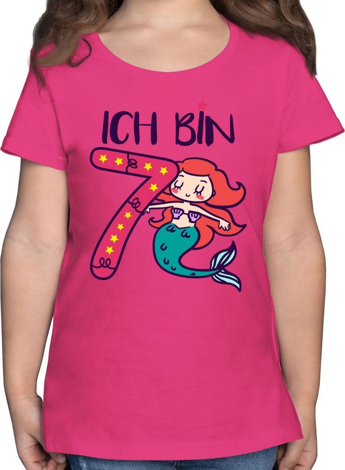 Shirtracer T-Shirt Ich bin sieben Meerjungfrau - 7. Geburtstag - Mädchen  Kinder T-Shirt meerjungfrau tshirt