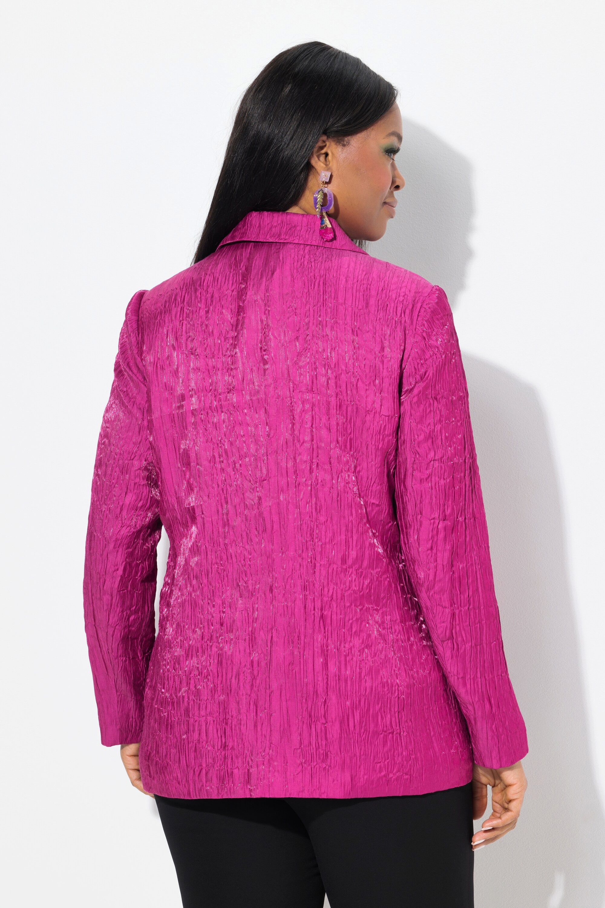 Ulla Popken Blusenblazer Crash-Blazer Struktur Reverskragen Langarm