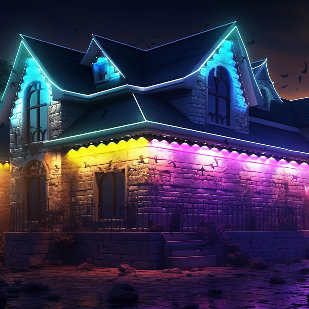 MUPOO LED Stripe LED-Lichterkette 15m/30m RGB LED Streifen Fernbedienung Bluetooth, Permanente Außenbeleuchtung Musik Sync, Timer