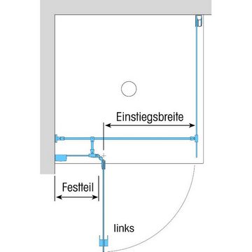 Dusbad Eckdusche Dusbad Vital 8 Eckdusche/ Pendeltür mit Festteil an Seitenwand/ Kombi Black Edition Anschlag rechts 90x90cm, BxT: 90x90 cm, ESG-Glas