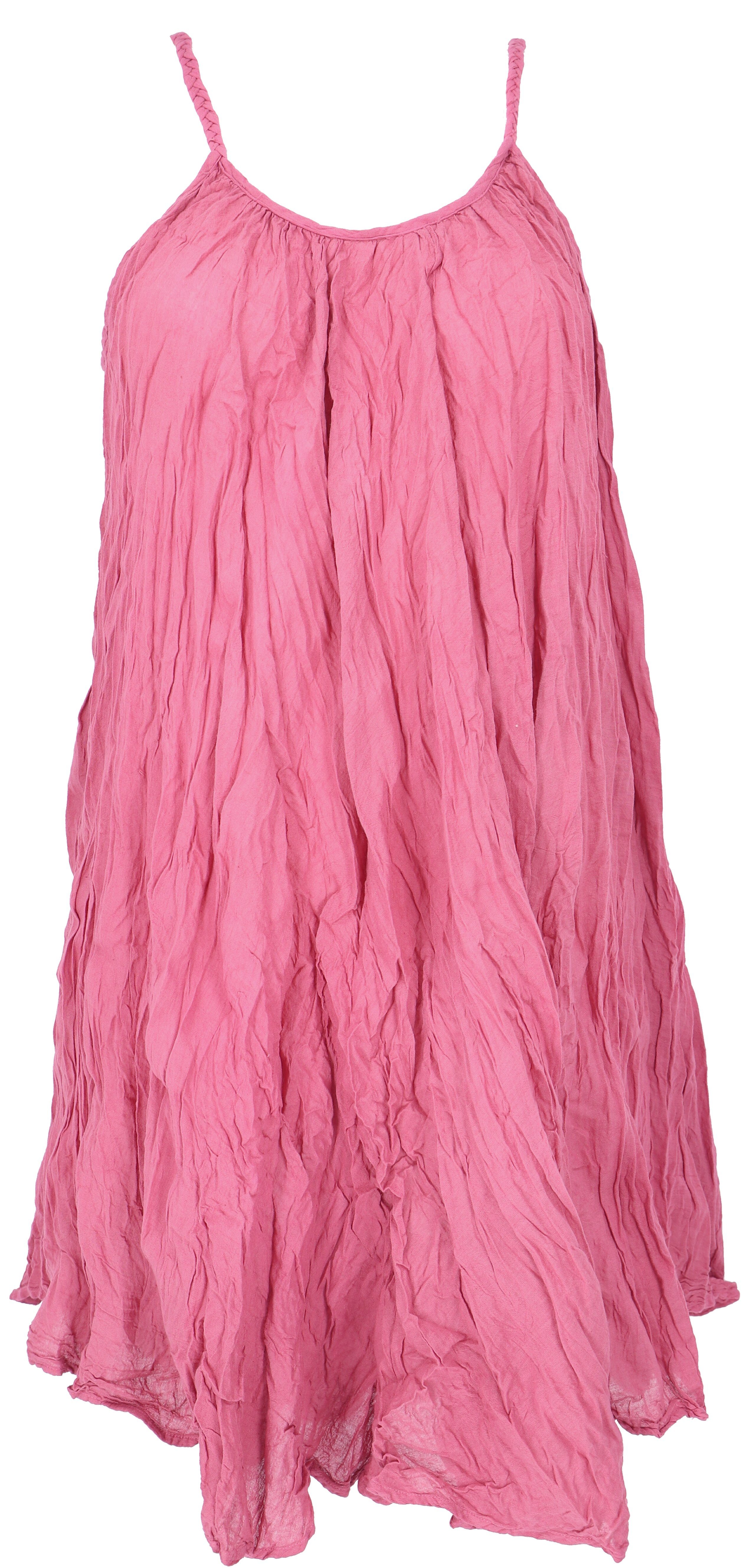 Guru-Shop Midikleid Minikleid, Boho Bekleidung Krinkelkleid, Sommerkleid,.. alternative pink