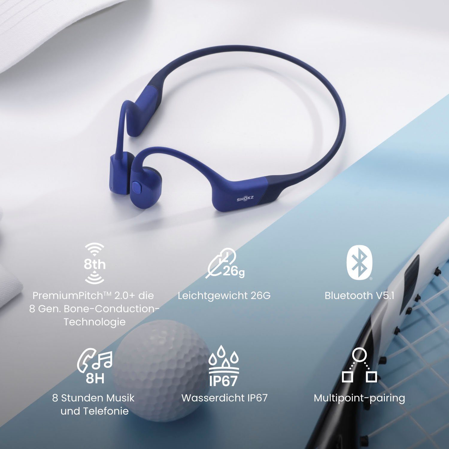 Bluetooth-Kopfhörer Mini OpenRun Shokz Blau