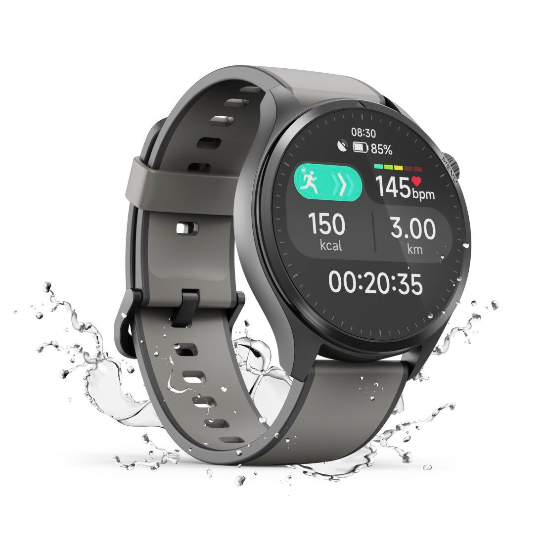 Hama Smartwatch m. GPS (1,43", Musikspeicher, Telefonfunktion, wasserdicht) Smartwatch (3,63 cm/1,43 Zoll), Sprachassistent, GPS, IP68, Herzfrequenz, Kalorien, Schlafanalyse