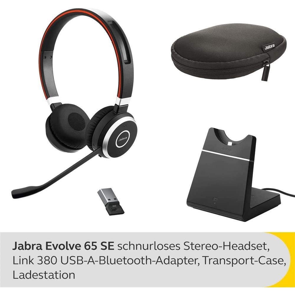 Jabra Evolve 65 SE Wireless-Headset Mikrofon Geräuschunterdrückung) (mit Mono Bluetooth