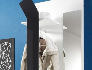 expendio Garderobe Smart, Kompaktgarderobe Kleiderstange und Spiegel 75x200x33 cm weiß anthrazit