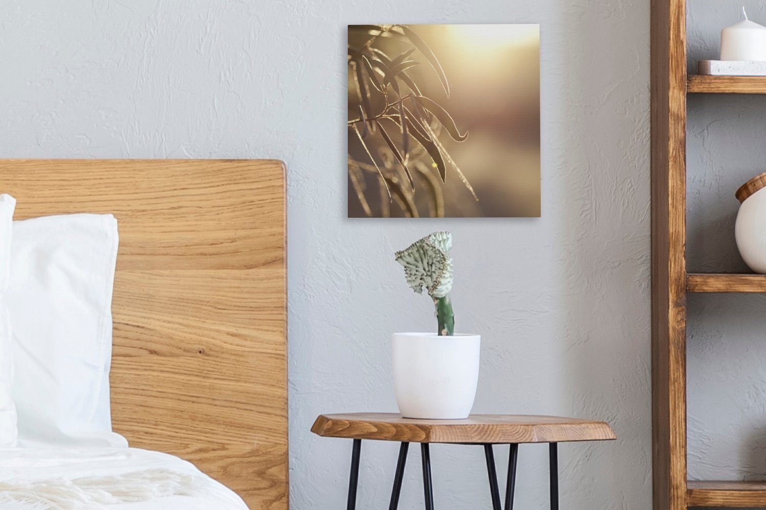 Schlafzimmer St), für Leinwandbild Eukalyptusblätter Morgendämmerung, Leinwand Bilder der OneMillionCanvasses® Wohnzimmer in (1
