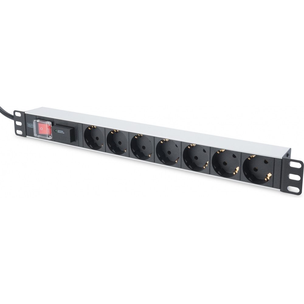 Digitus DIGITUS PDU 7fach 19" 1HE Steckdosenleiste Überlastschutz Akku Digitus PDU 7fach-Steckdosenleiste, 19", 1HE (230V V), Überlastschutz integriert