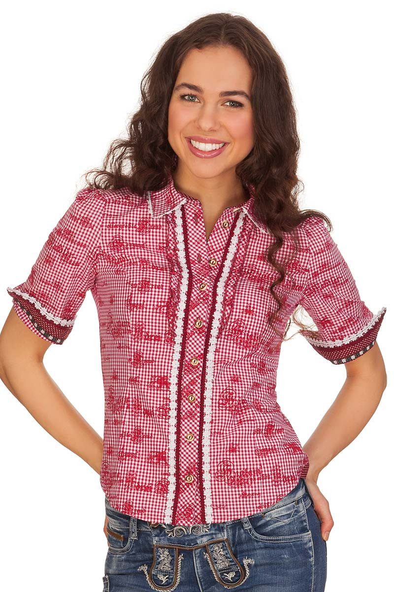 MarJo Trachtenbluse Trachtenbluse - BEATE-IRIS - rot