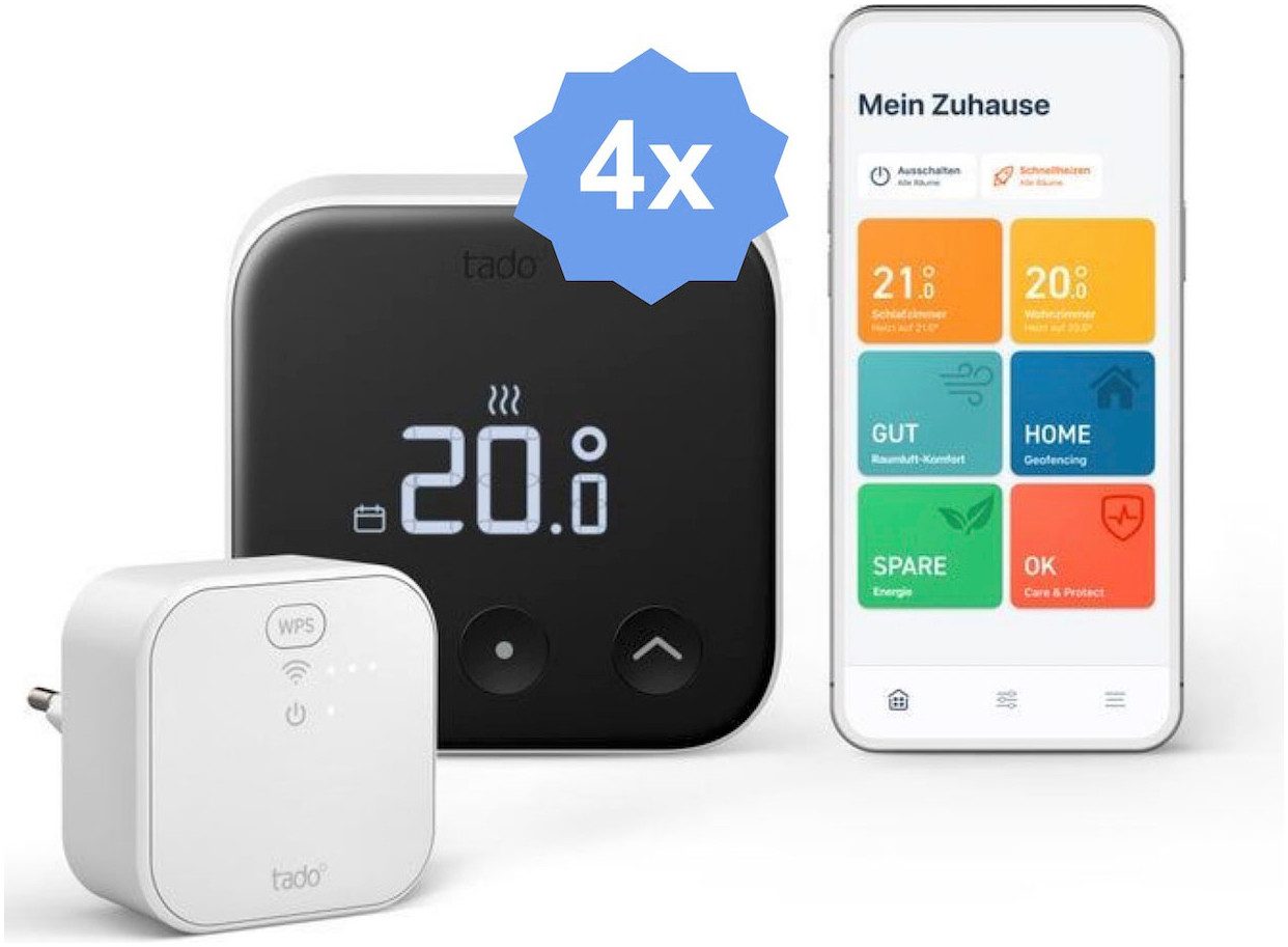 Tado Kit Smartes Thermostat + 3x Smartes Thermostat (Line X) Smart-Home-Zubehör