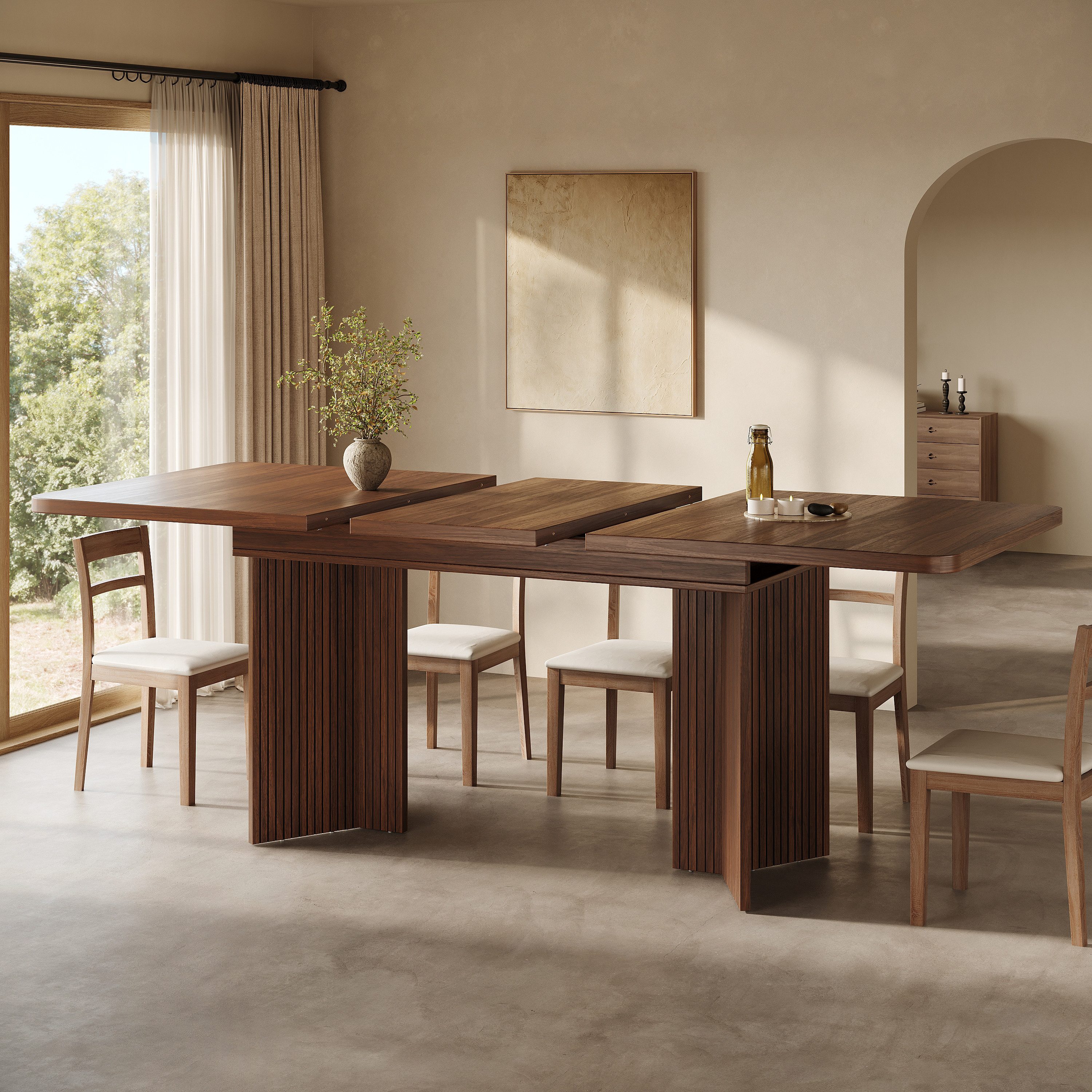 i@home Esstisch Ausziehbarer Esstisch, 120-160 x 80 cm, perfekt für Moderne Esszimmer (1 Tisch), Küchentisch, rechteckiger Ausziehtisch, Platzsparend für 2–6 Personen