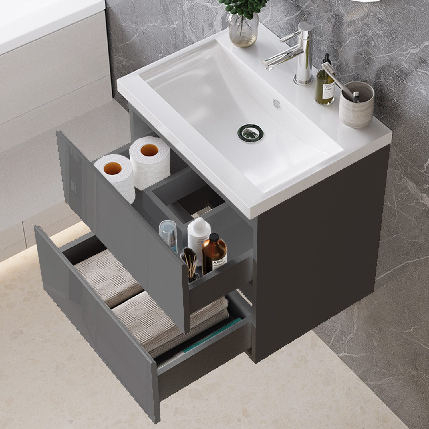 duschspa Waschtisch Waschbecken mit Unterschrank Badmöbel Set Badschrank Wa günstig online kaufen