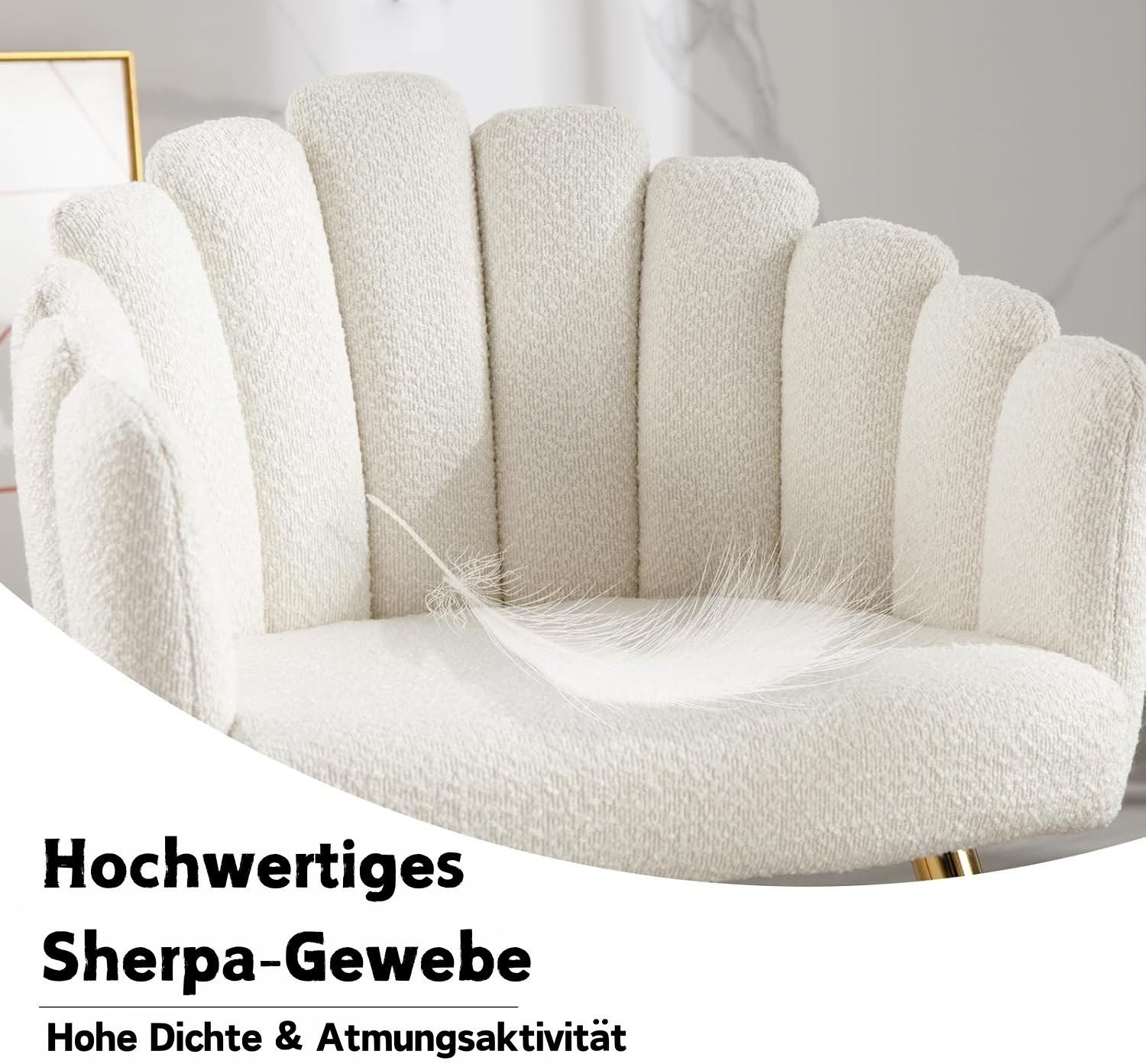 WAHSON OFFICE CHAIRS Loungesessel Kunstfell Loungesessel Polsterstuhl mit Metallbeinen Einzelsessel (1-St) – Bild 4 von 5