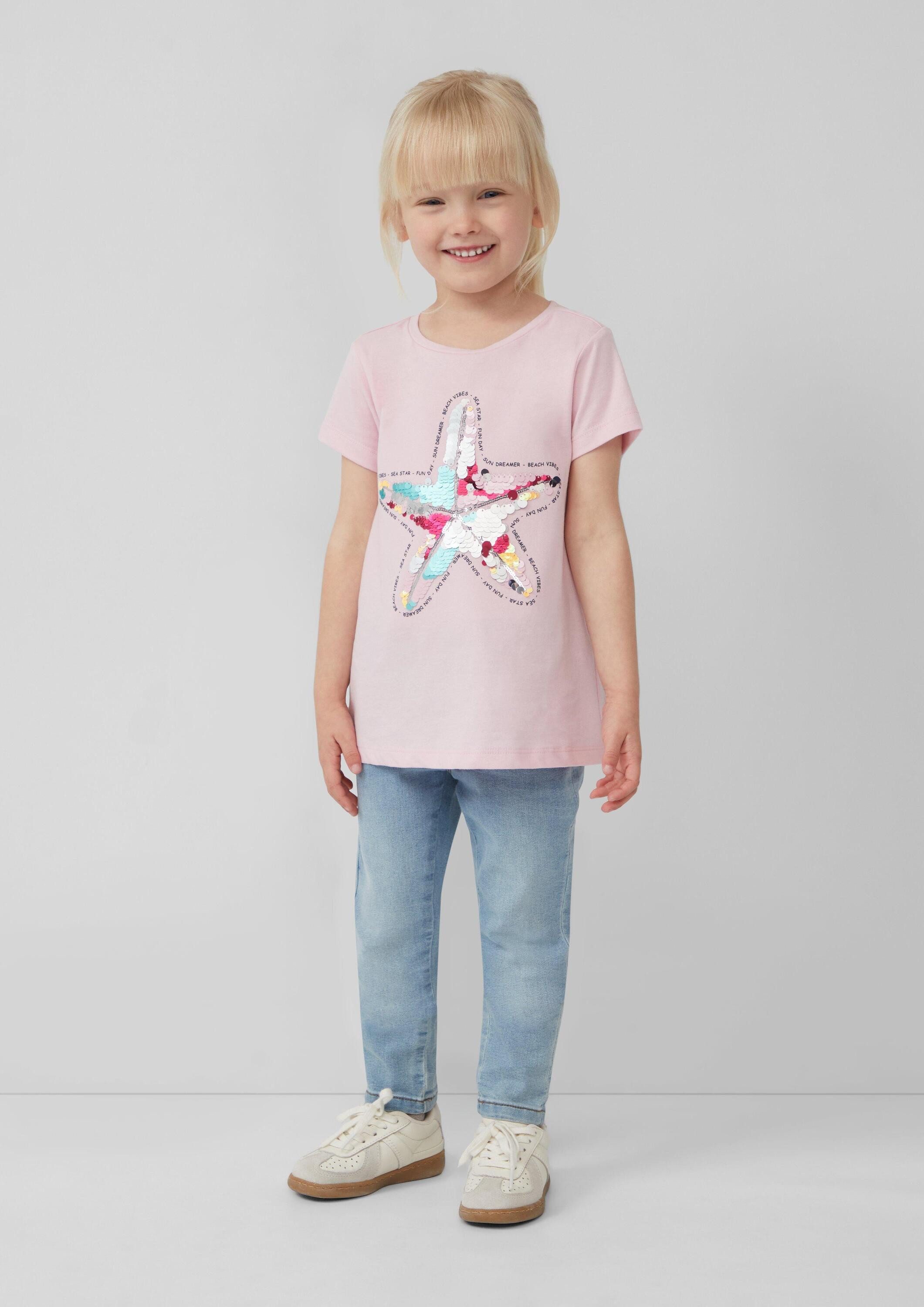 s.Oliver Kurzarmshirt T-Shirt T-Shirt im A-Shape mit Wendepailletten