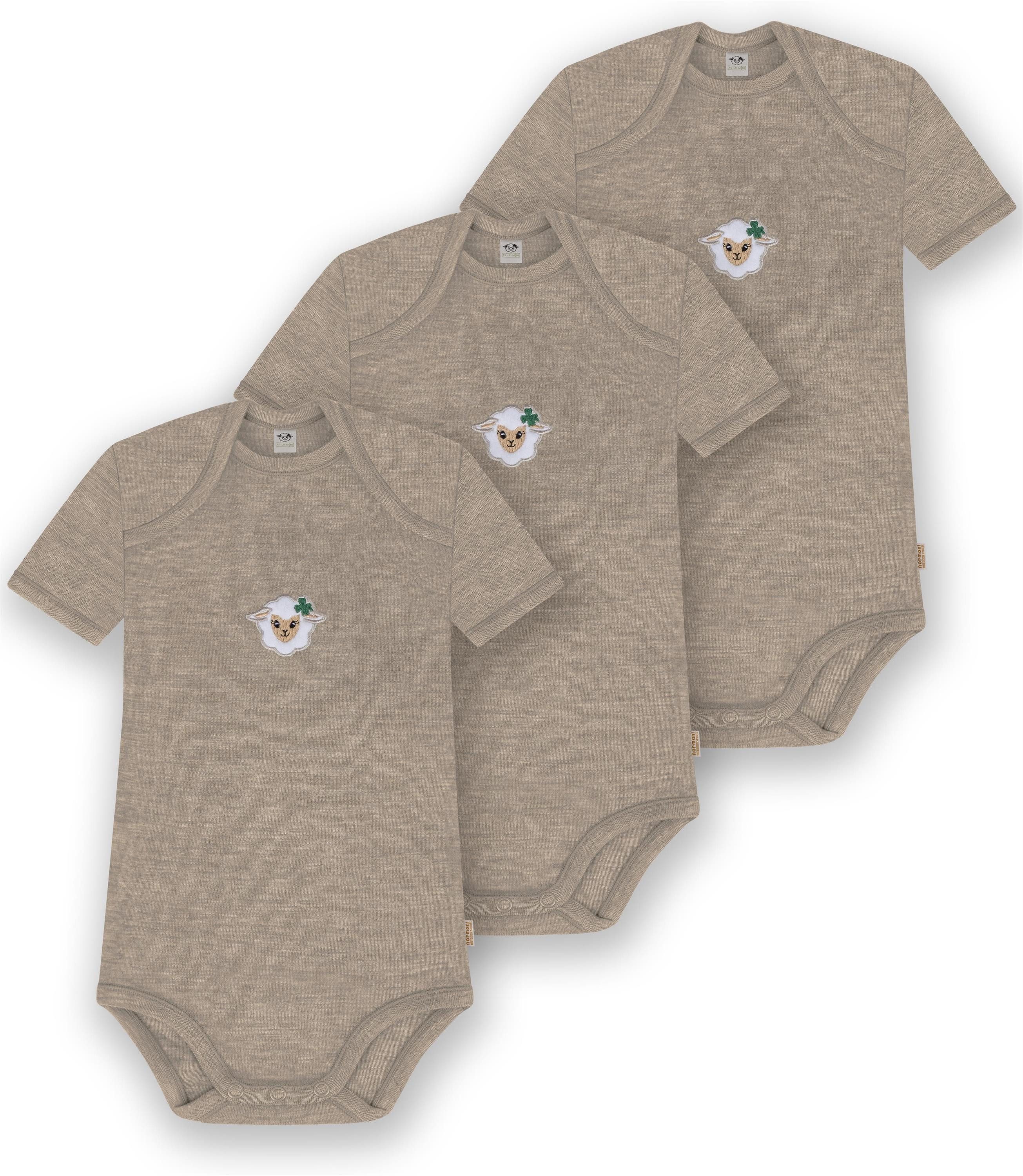 normani Kurzarmbody 3er Set Baby Merino Body Kurzarm Tauranga Kurzarmbody aus 100 % Merinowolle OEKO Tex Standard 100