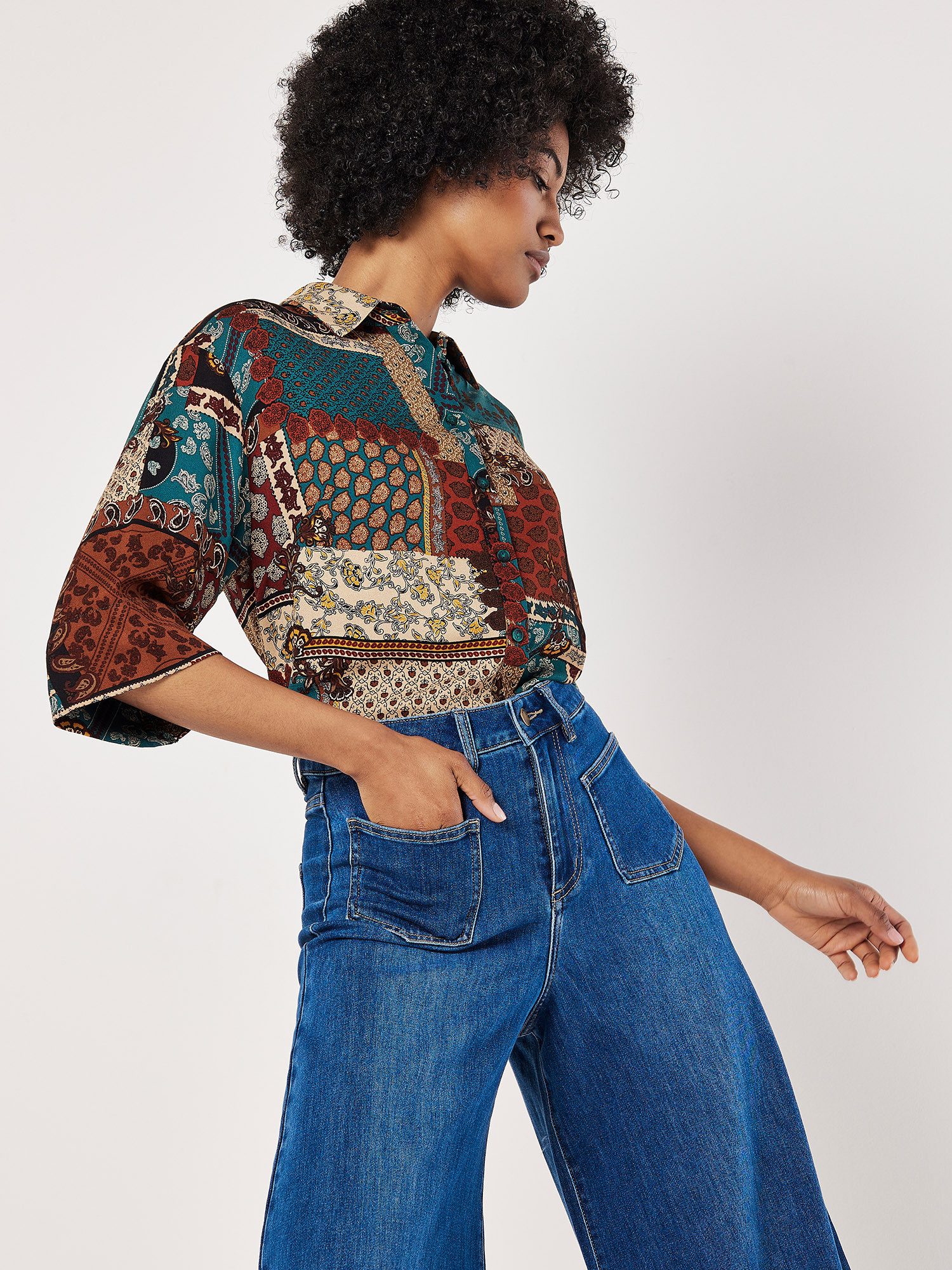 Apricot T-Shirt Kurzbluse mit überschnittenen Schultern günstig online kaufen