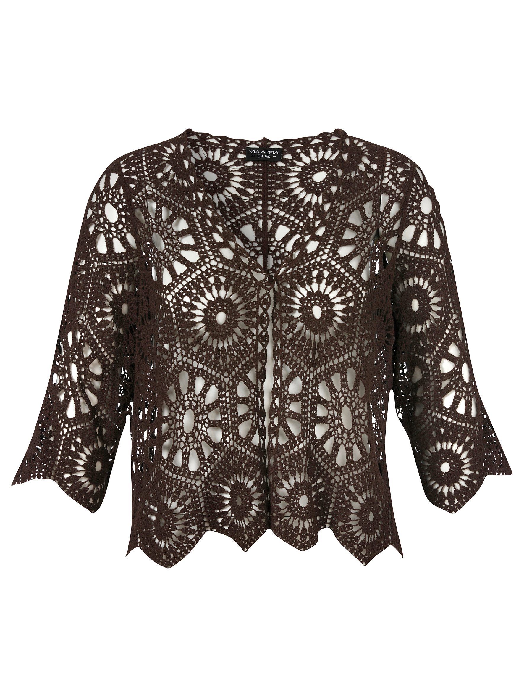 VIA APPIA DUE Shirtbluse Jacke Rundhals 3/4 Arm Ajour