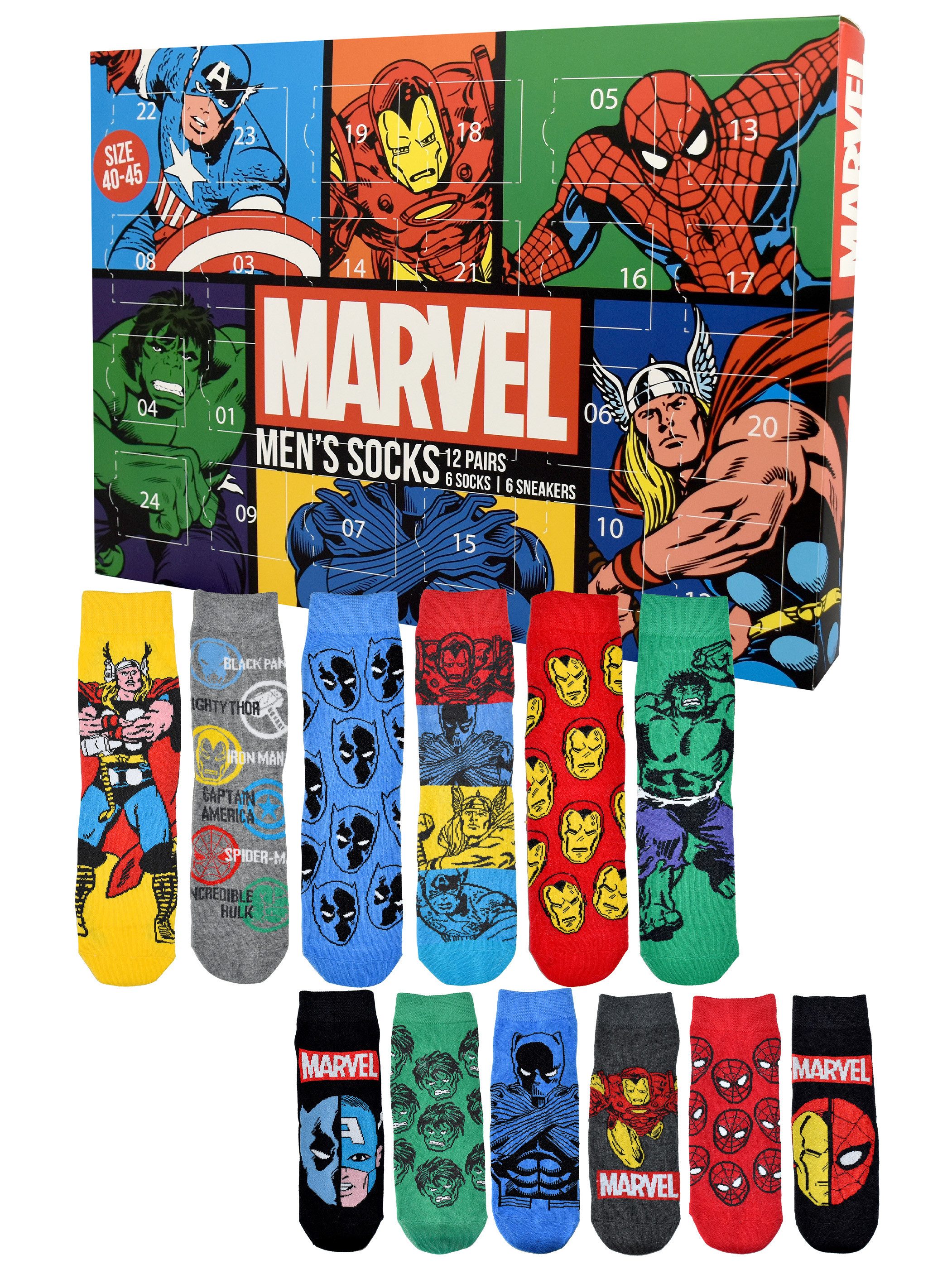 United Labels® Календари Marvel Socken Календари mit 12 Paar Socken kurz und lang