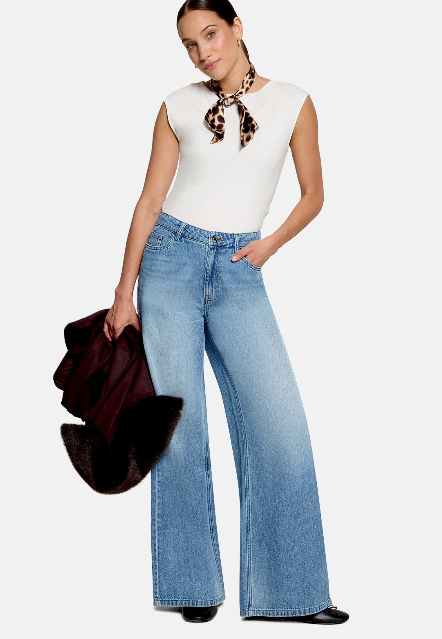 Zero Bequeme Jeans Damen fit Jeans mit weitem Bein