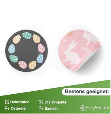 Hey!Easter® Sticker 24er Ostern Aufkleber Ø 5 cm - Ostereier Sticker, Ostern Dekoration, 5 cm Durchmesser