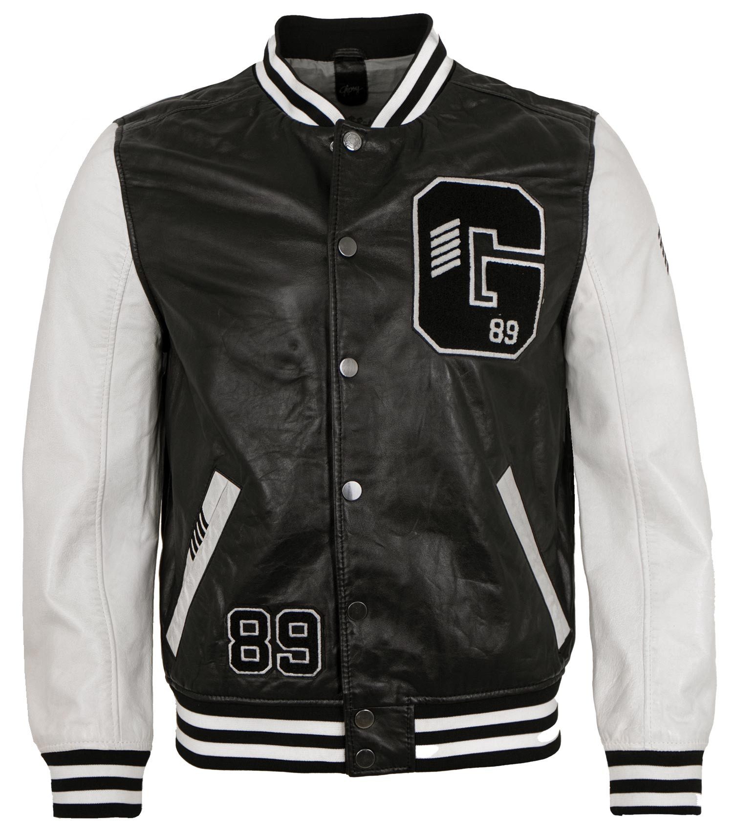 Gipsy by Mauritius Lederjacke GMBluno Gipsy - Herren Lederjacke Collegejacke Blouson Lammnappa schwarz-weiß